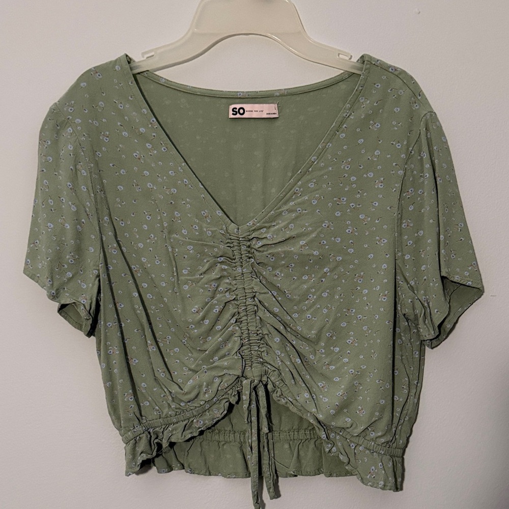 Green Ruched Women's Top